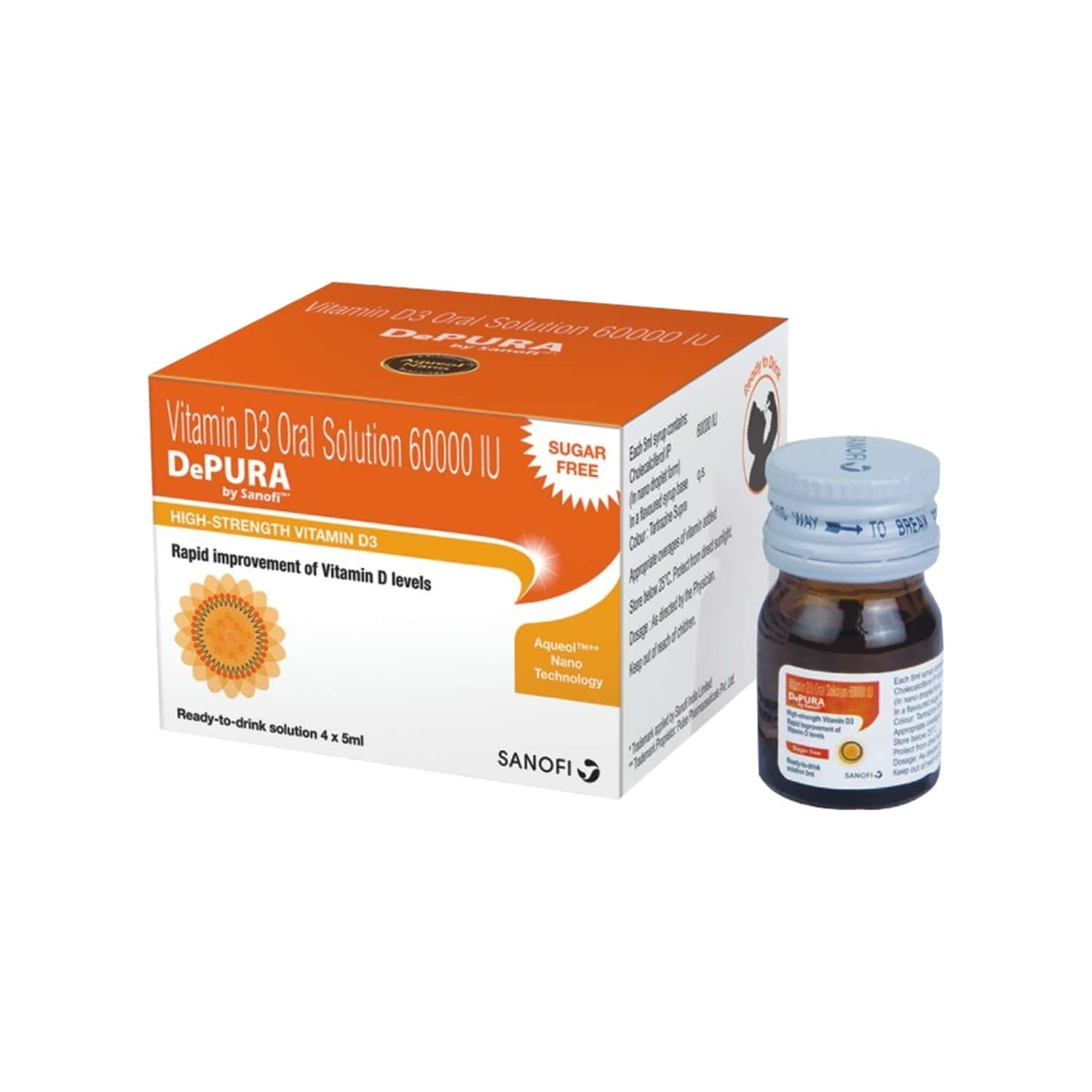 Depura 60000 IU Vitamin D3,  Sugar Free, 5 ml Oral Solution