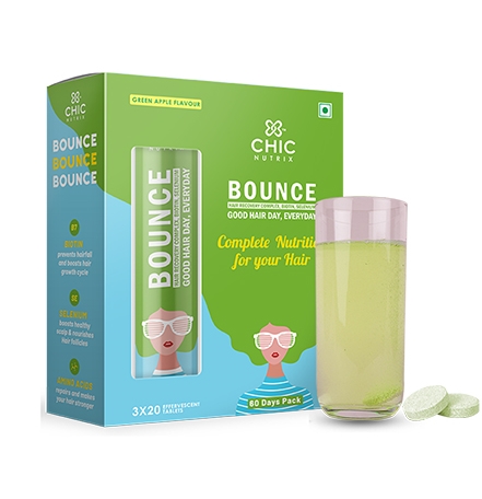 Chicnutrix Bounce Hair Recovery Complex, Biotin, Selenium Green Apple Effervescent 60 Tablet