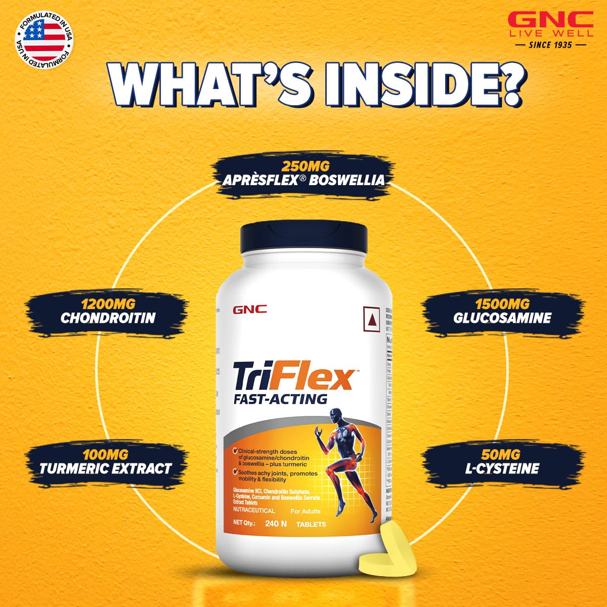 GNC Triflex – Joint Support Formula with Glucosamine & Chondroitin for Mobility & Flexibility – 240 Tablets