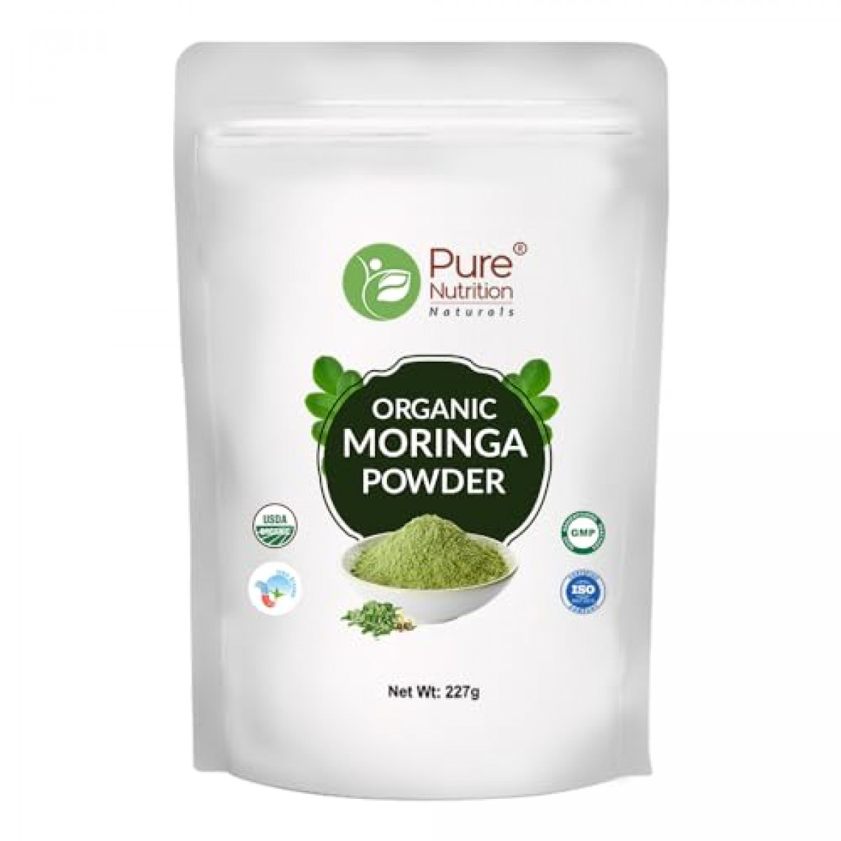 Pure Nutrition Organic Moringa Powder (Moringa Oleifera), Ayurvedic Superfood, Herbal Supplement for Holistic Wellness, Digestion, Immunity & Weight Mangement 227g