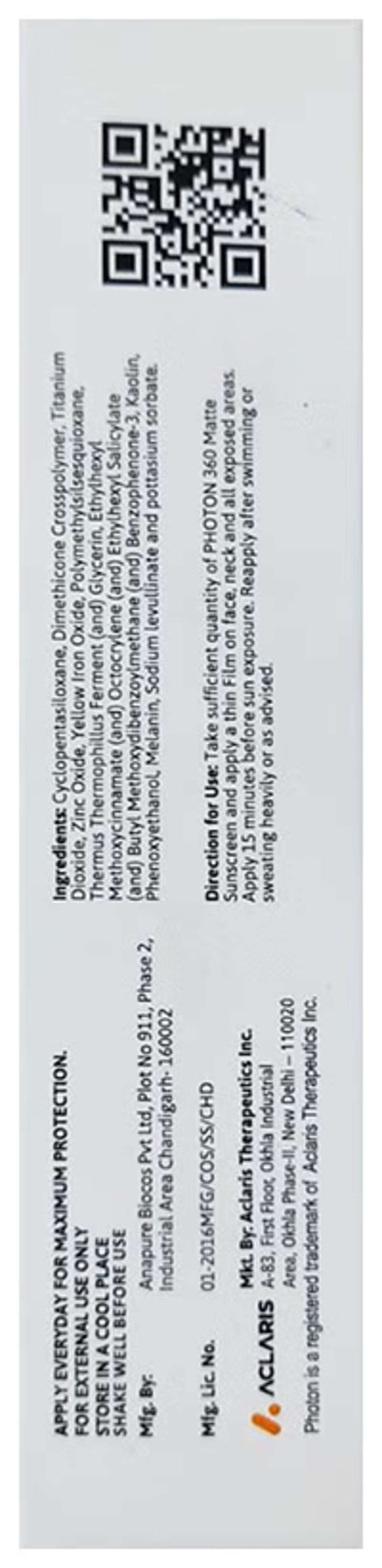 Photon 360 Matt Sunscreen