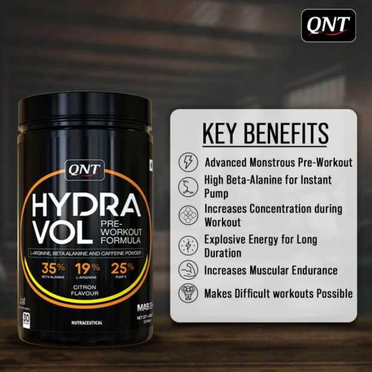 QNT Hydravol Pre-Workout Supplement Citron