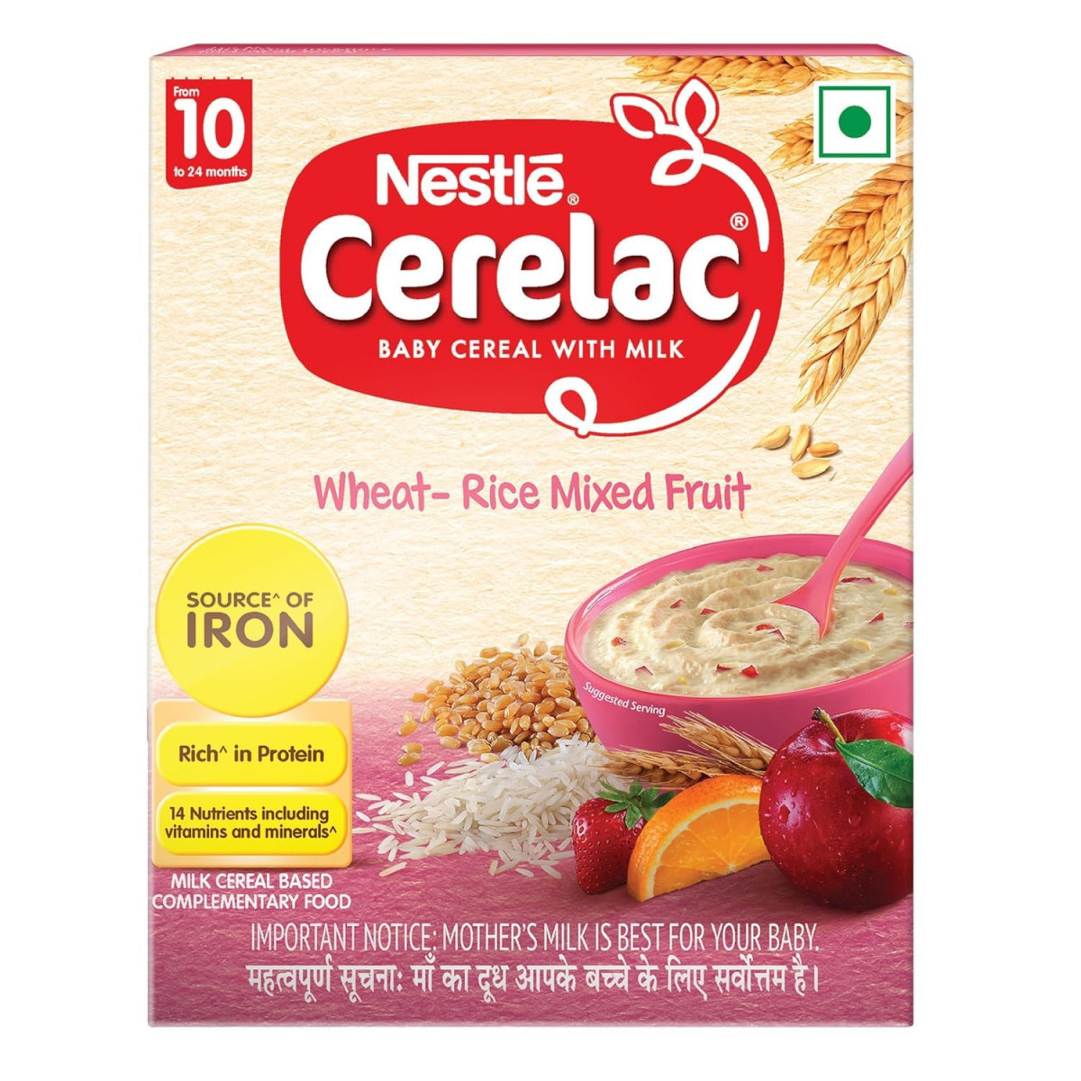 Nestle Cerelac Fortified Baby Cereal with Milk 10 Months+ Wheat Rice Mix Fruit 300 gm