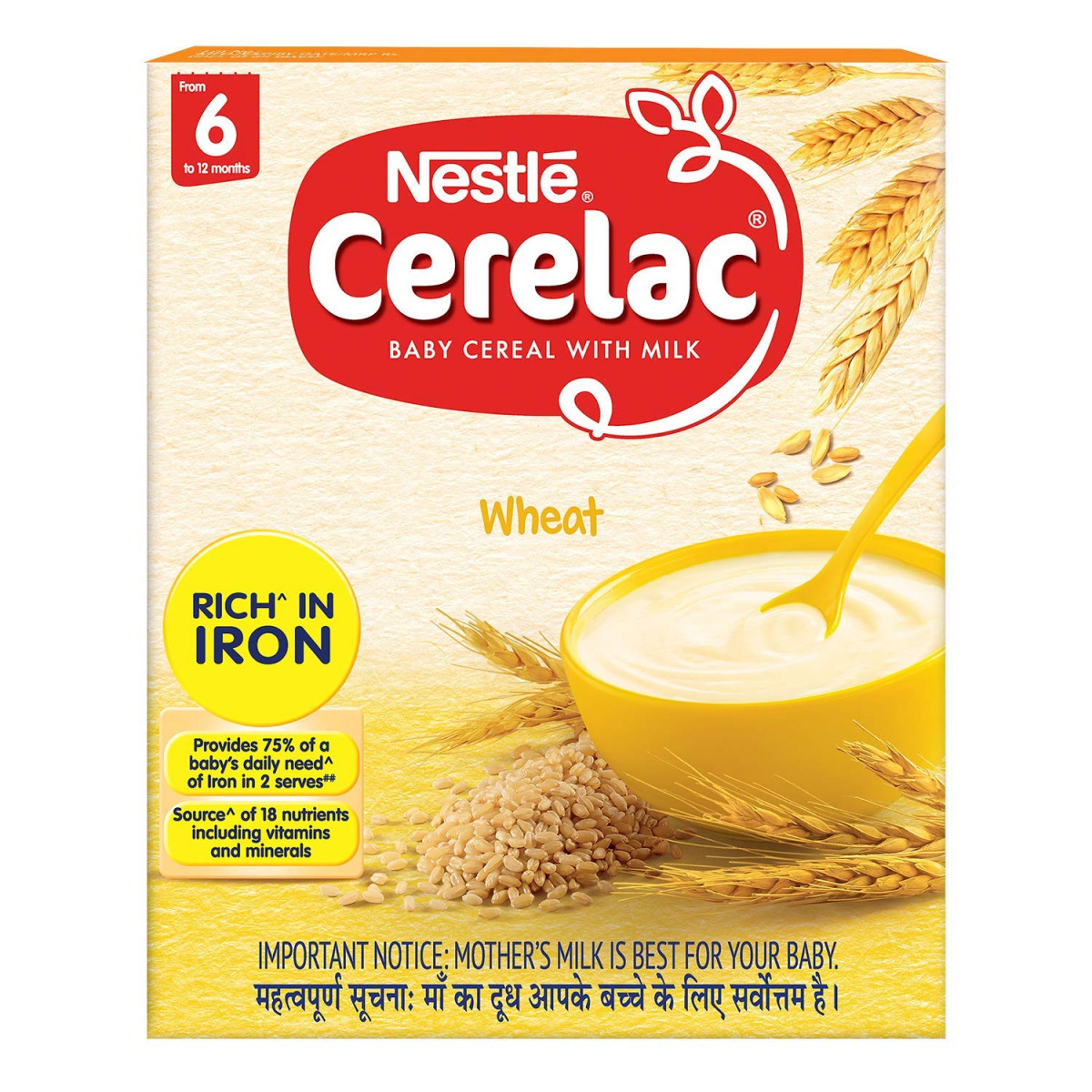 Nestle Cerelac Baby Cereal with Milk from 6 to 24 Months Wheat 300 gm Refill Pack