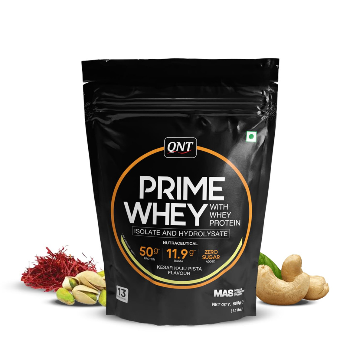 QNT Prime Whey Isolate Kesar Kaju Pista 500gm